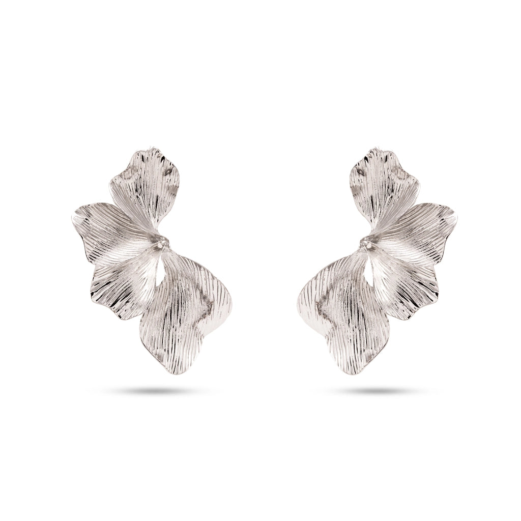 Silver Petal Sculpt Studs