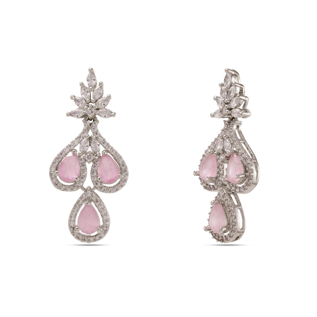 Blush Crystal Teardrop Necklace Set