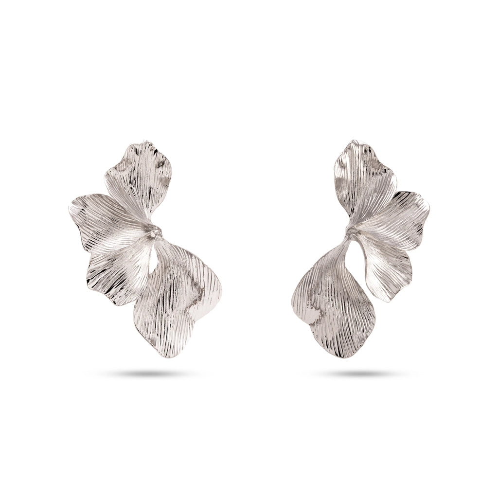 Silver Petal Sculpt Studs