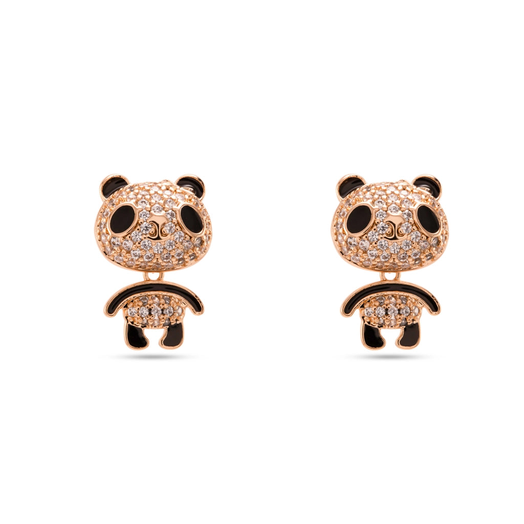 Zazu Panda Sparkle Stud Earrings