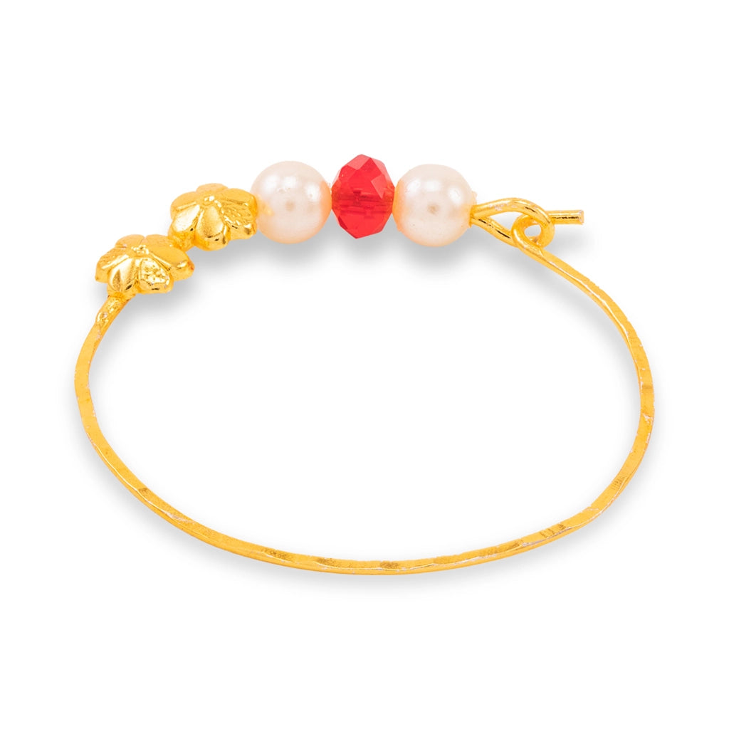 Ruby Pearl Blossom Hoop Earrings