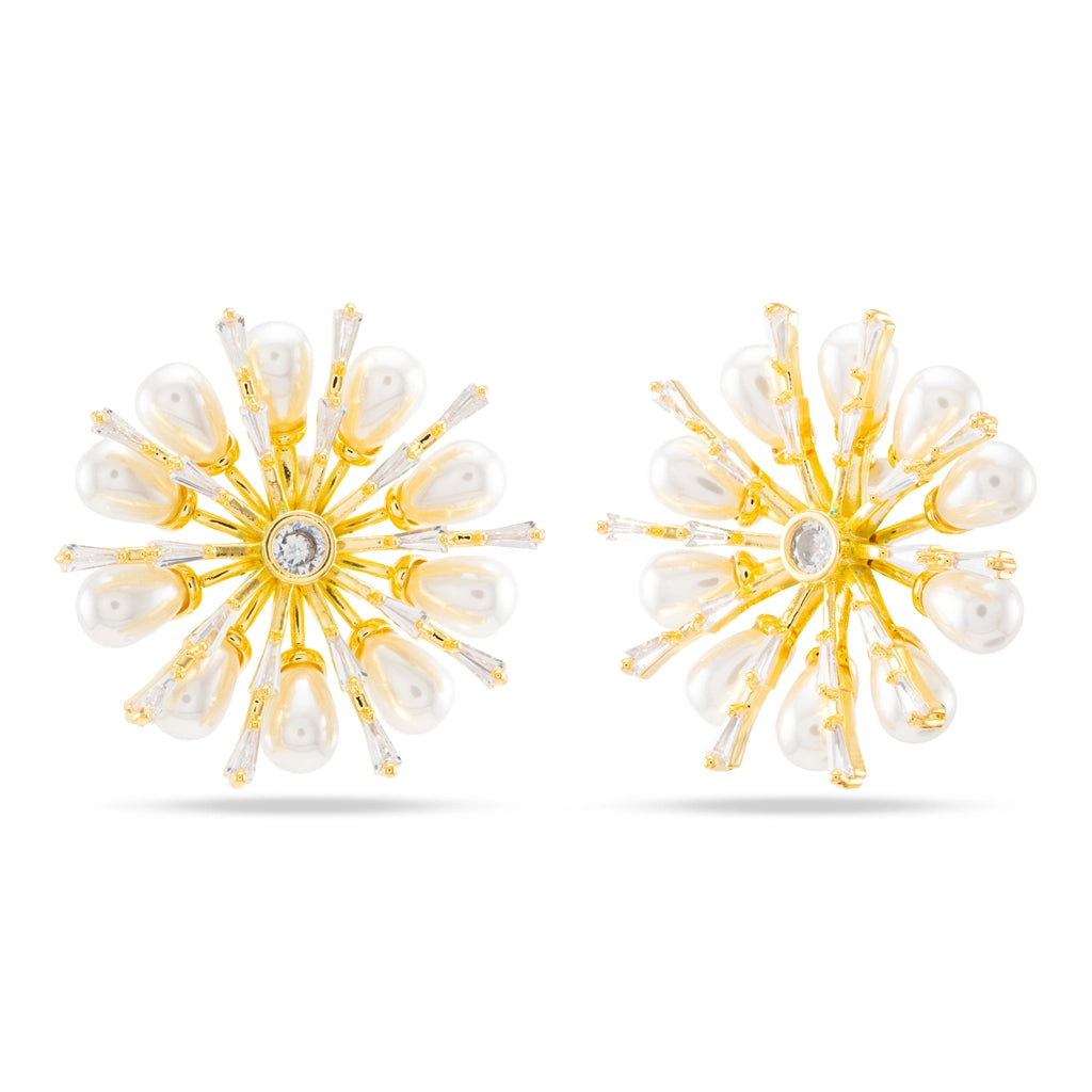 Sunburst Stud Pearl Earrings