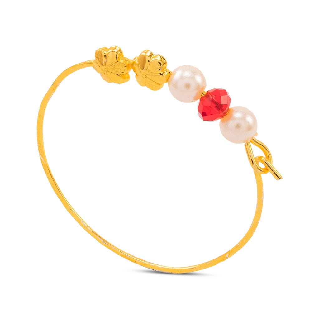 Ruby Pearl Blossom Hoop Earrings