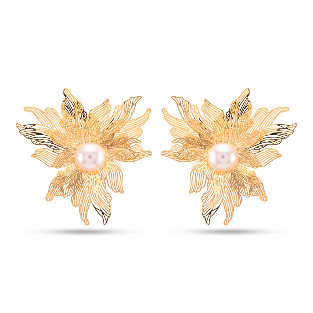 Celeste Filigree Bloom Pearl Studs