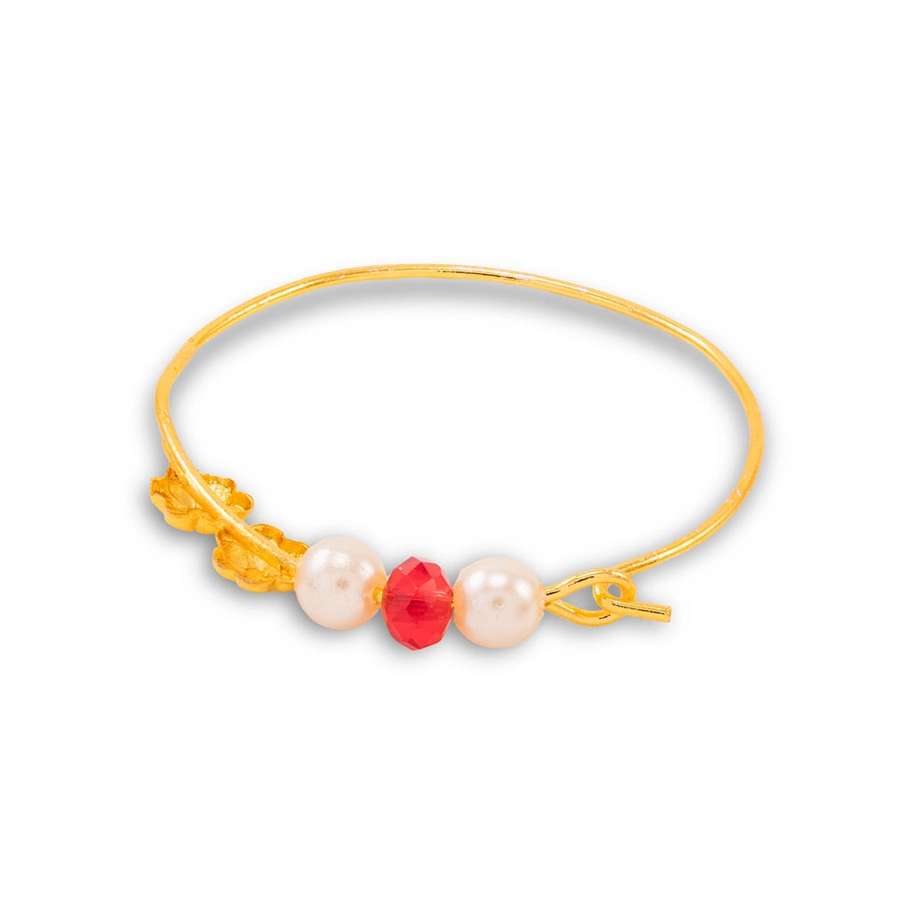 Ruby Pearl Blossom Hoop Earrings