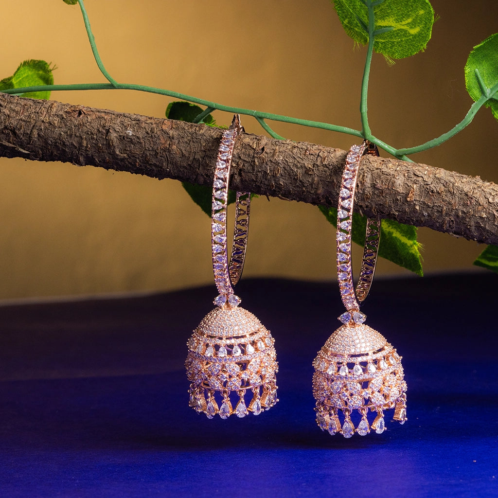 Rose Royale Crystal Jhumkas
