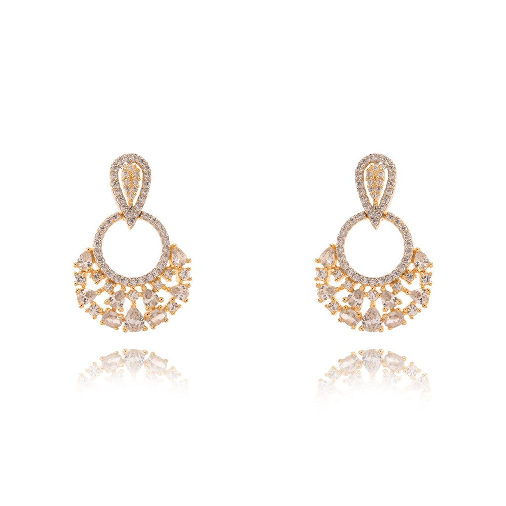 Diamond & Gold-Plated Dangle Earrings.