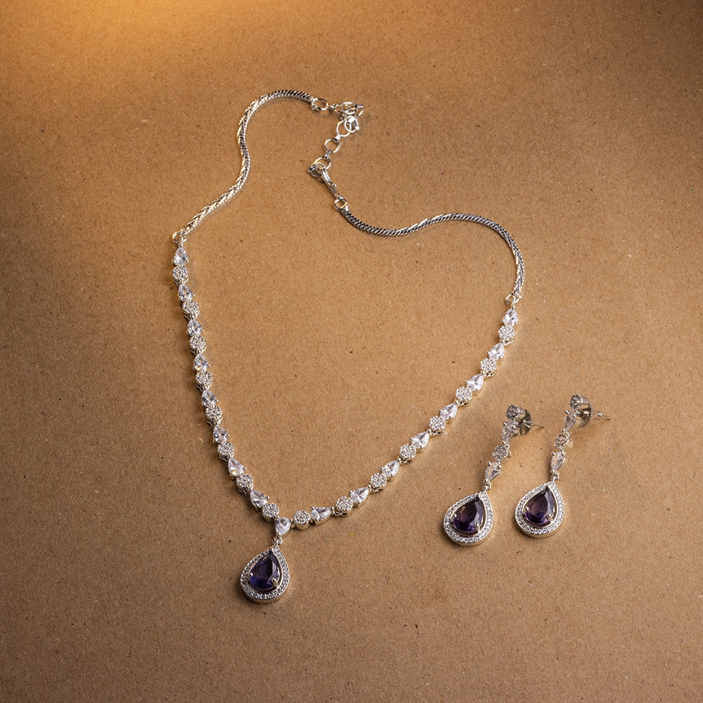 Royal Amethyst Drop Necklace Set
