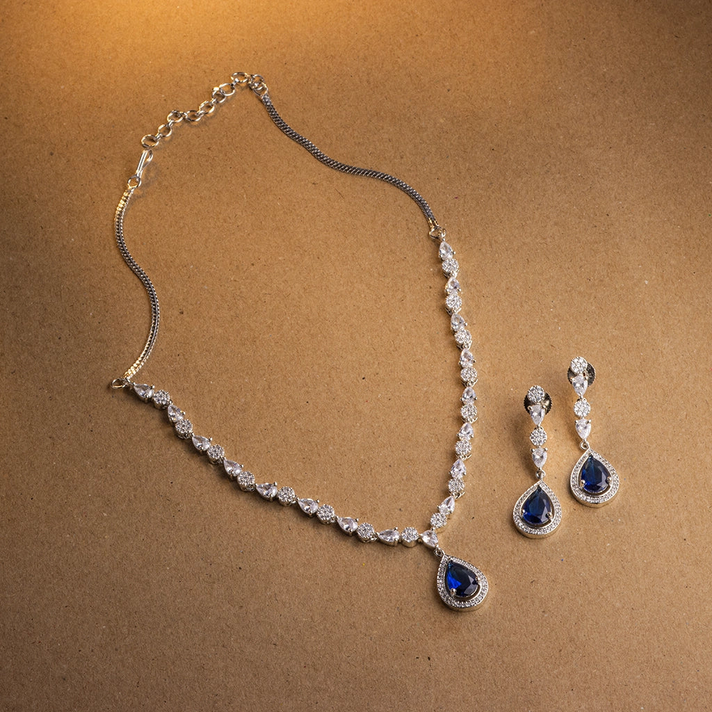 Midnight Sapphire Drop Necklace Set