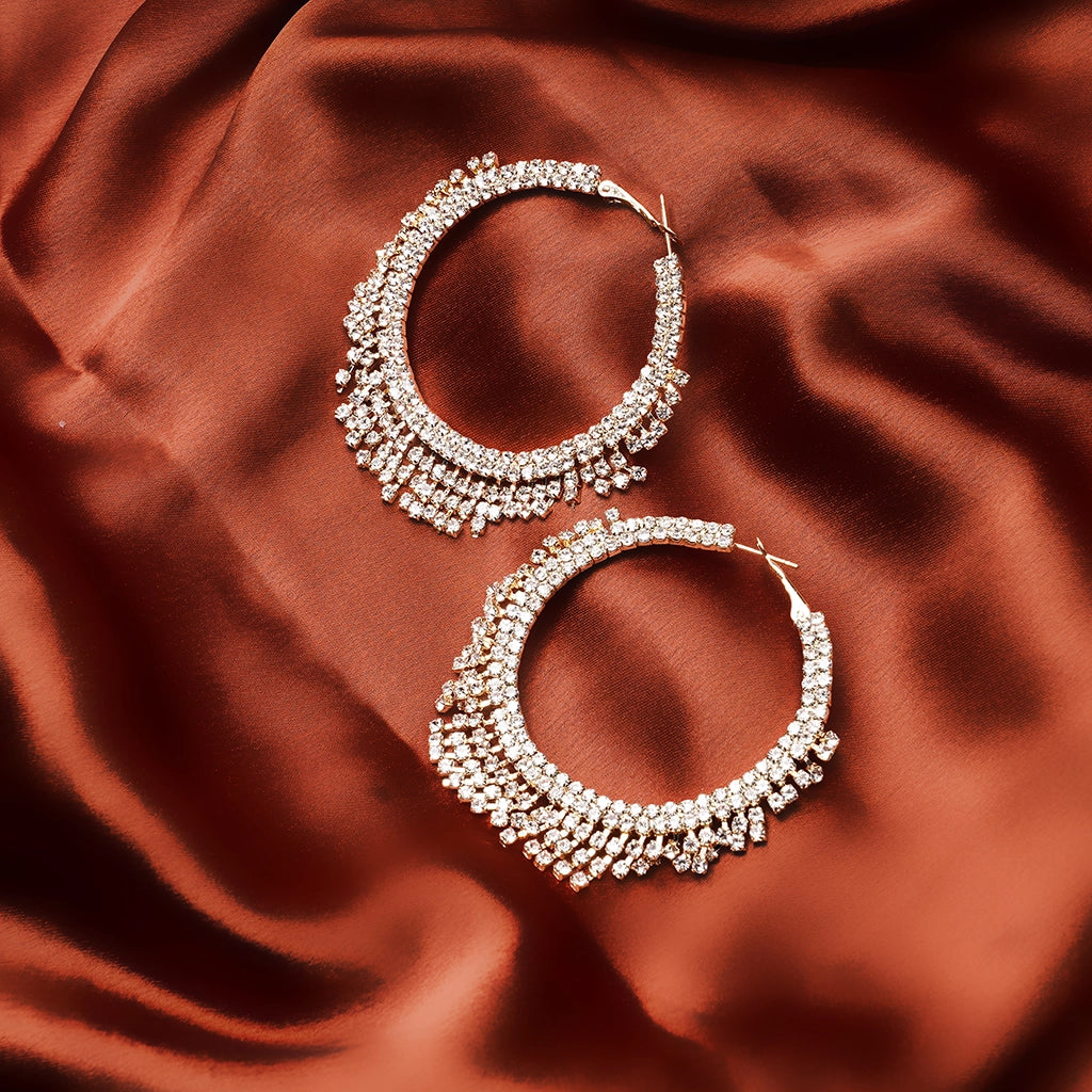 Celestia Fringe Crystal Hoops Gold