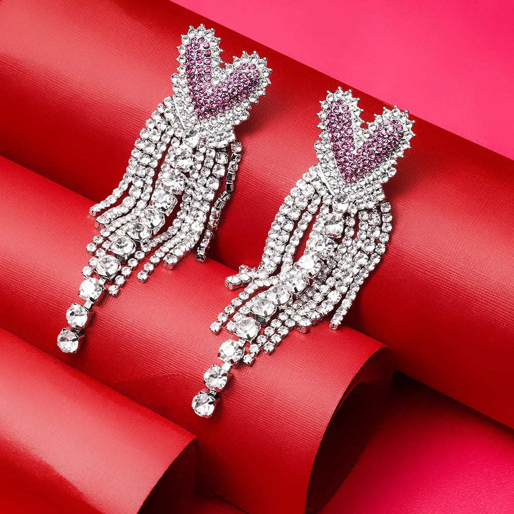 Rose Heartfall Crystal Danglers
