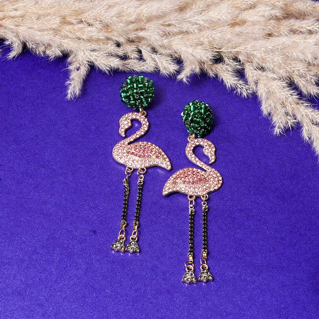 Crystal Flamingo Drop Earrings