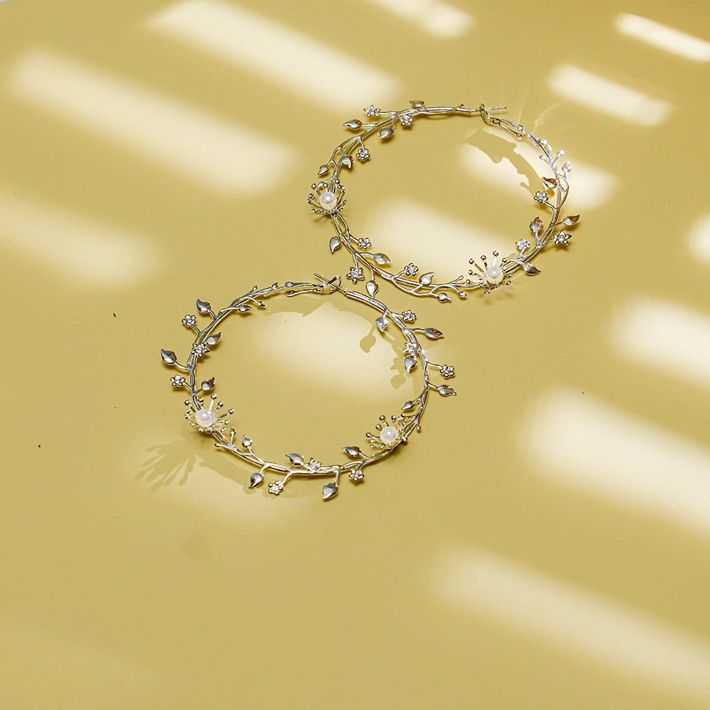 Aurelia Bloom Pearl Hoops Silver