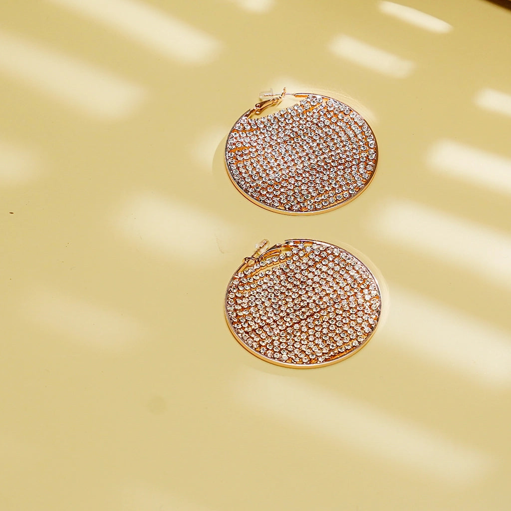 Celestia Pave Disc Studs Rose Gold