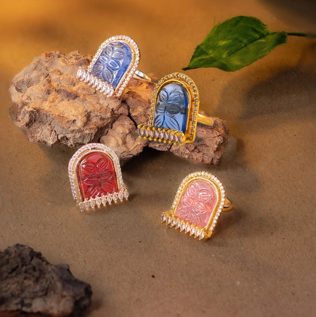 Petal Aura Carved Stone Studs