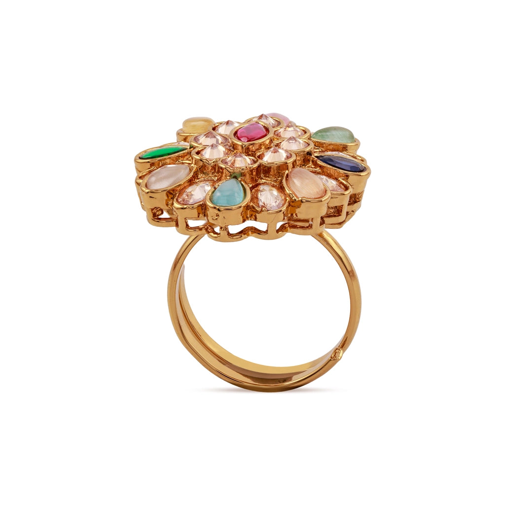 Regal Navratna Bloom Ring