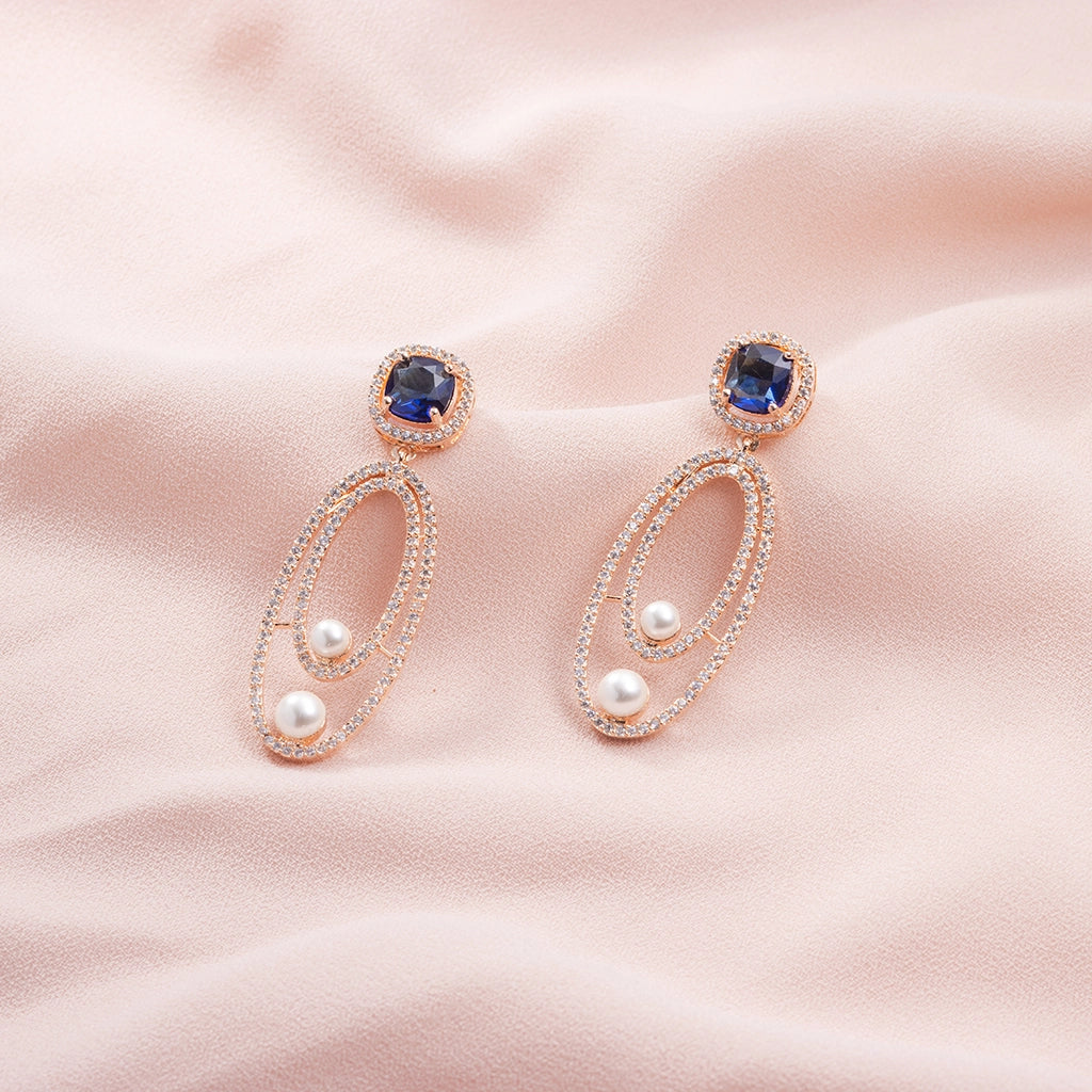 Blue Pearl Halo Danglers