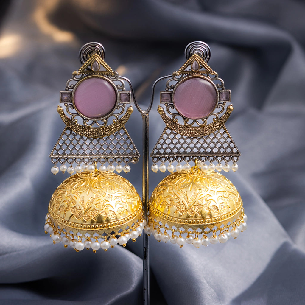 Jahan Azure Crest Jhumkas Pink