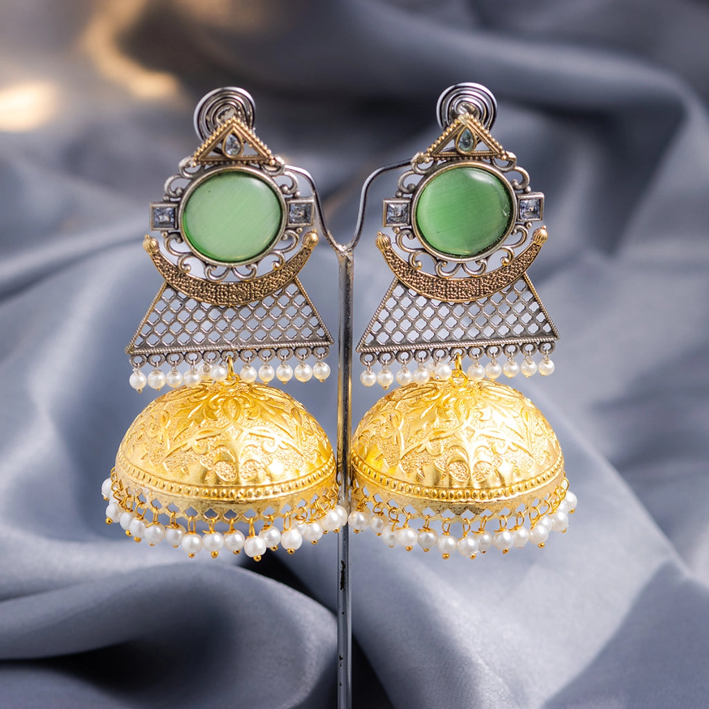Jahan Azure Crest Jhumkas Green