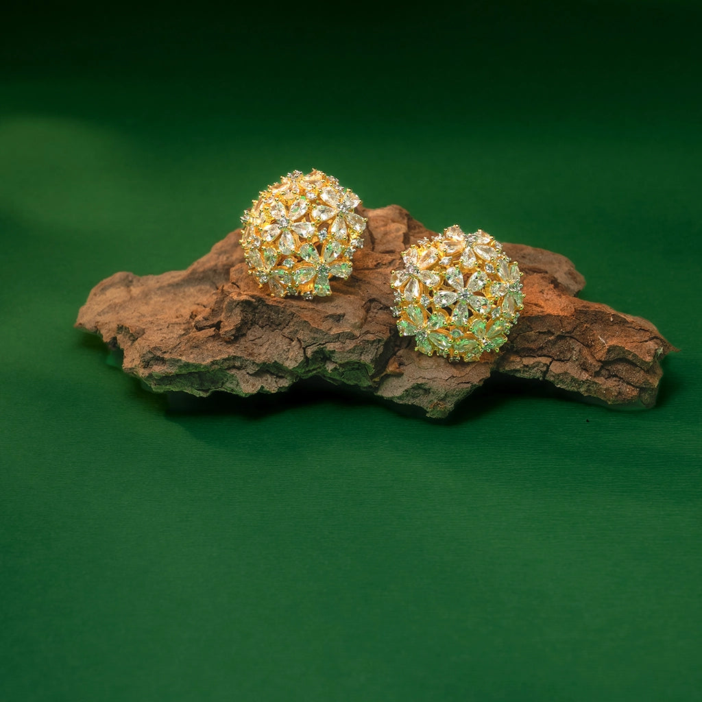 Floral Diamond Stud Earrings