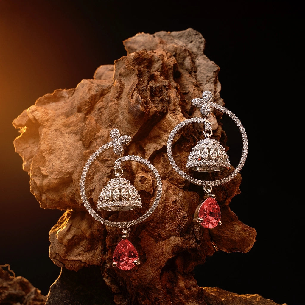 Diamond & Ruby-Accented Jhumka