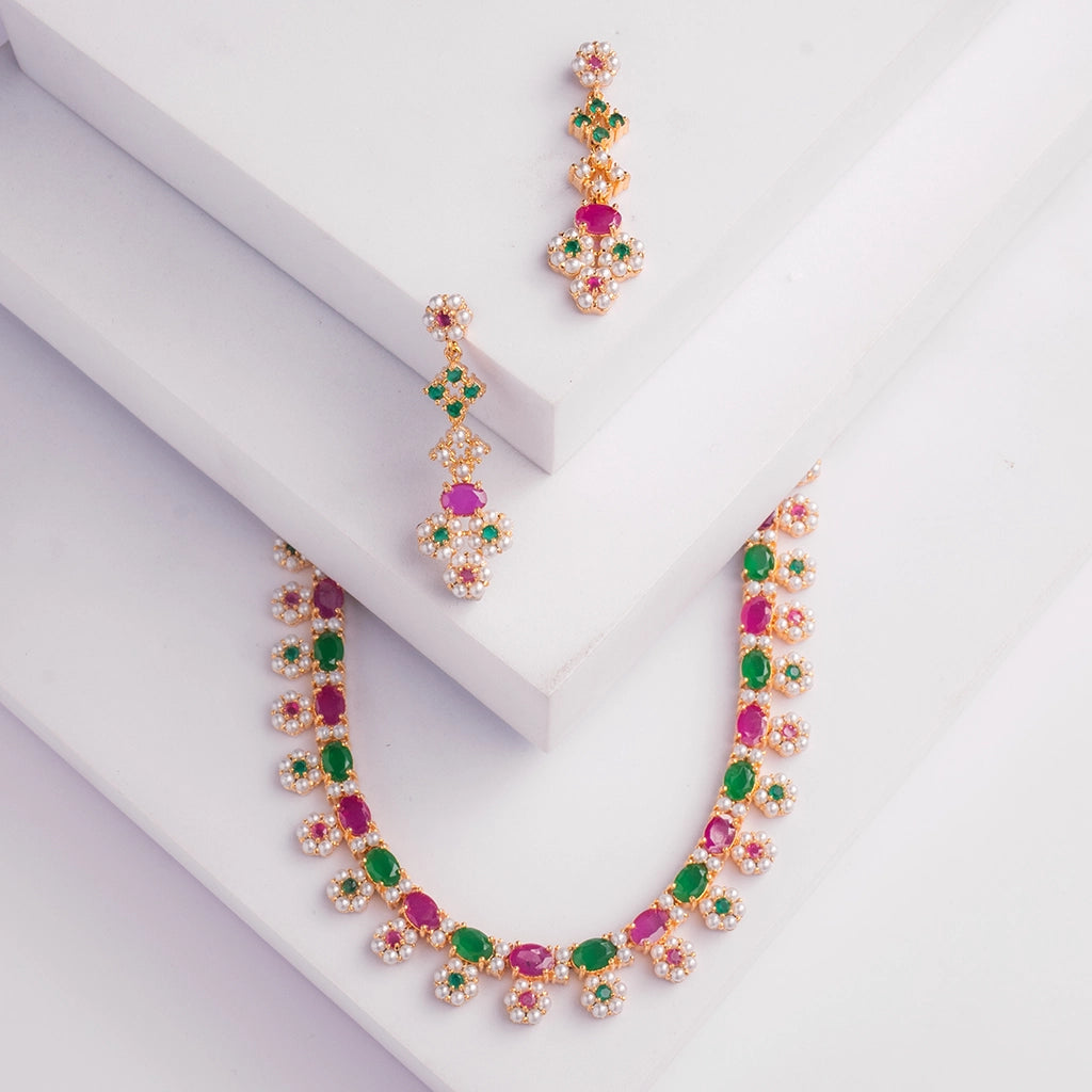 Multi Vanya Floral Necklace Set