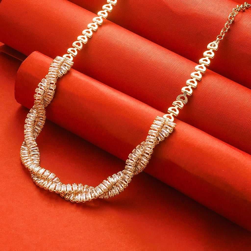 Golden Cascade Crystal Necklace