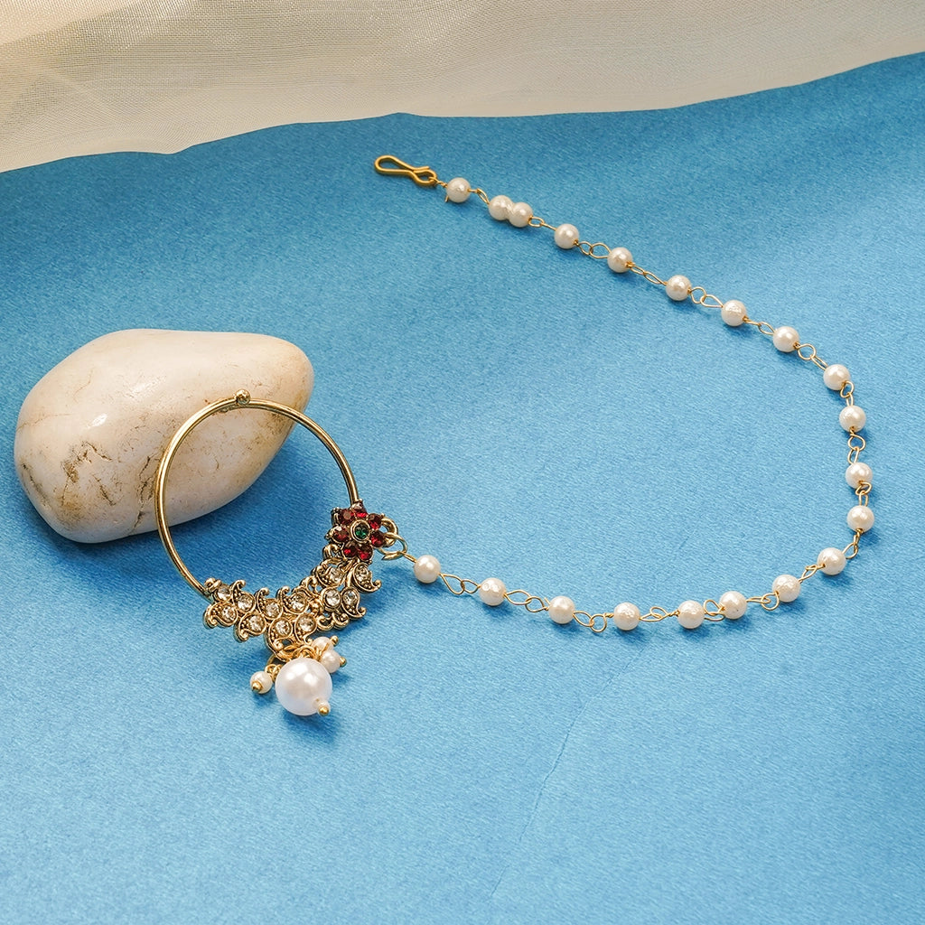 Ruby Bloom Pearl Nath Chain