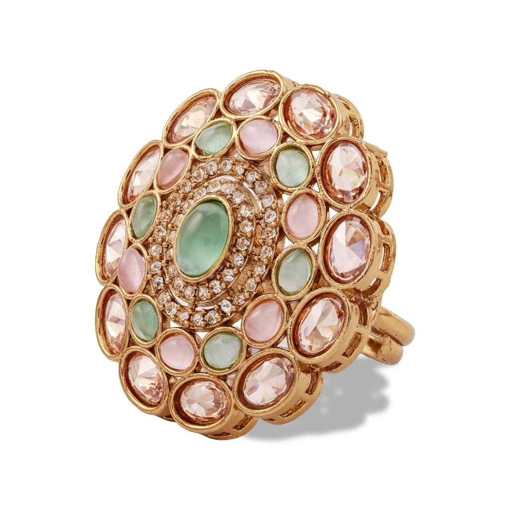 Pastel Mosaic Bloom Statement Ring
