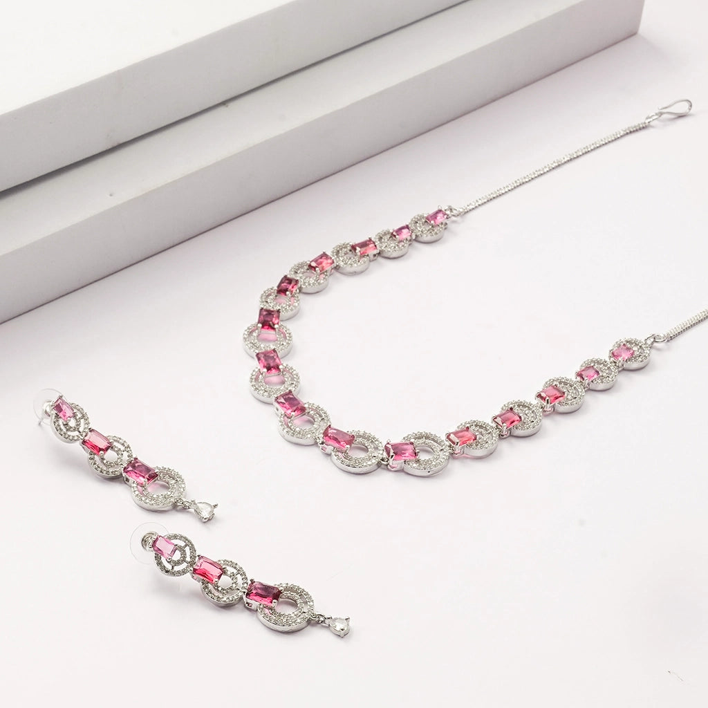 Blush Halo Crystal Necklace Set