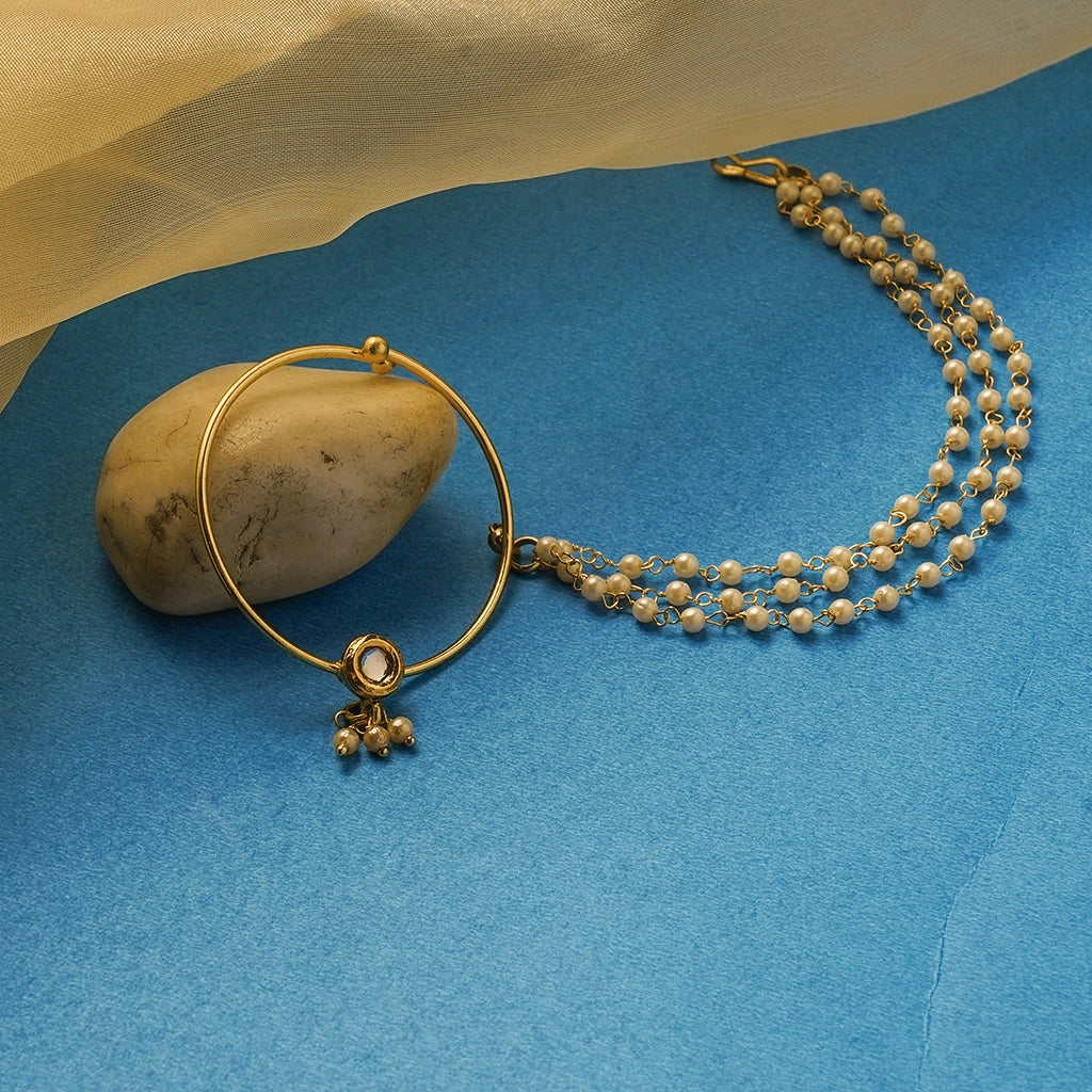 Classic Pearl Drop Hoop Nath Chain