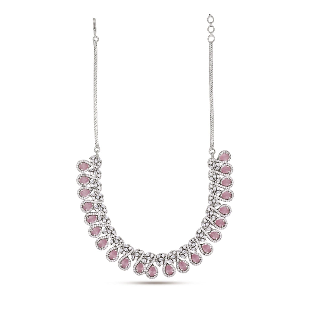 Blush Crystal Teardrop Necklace Set