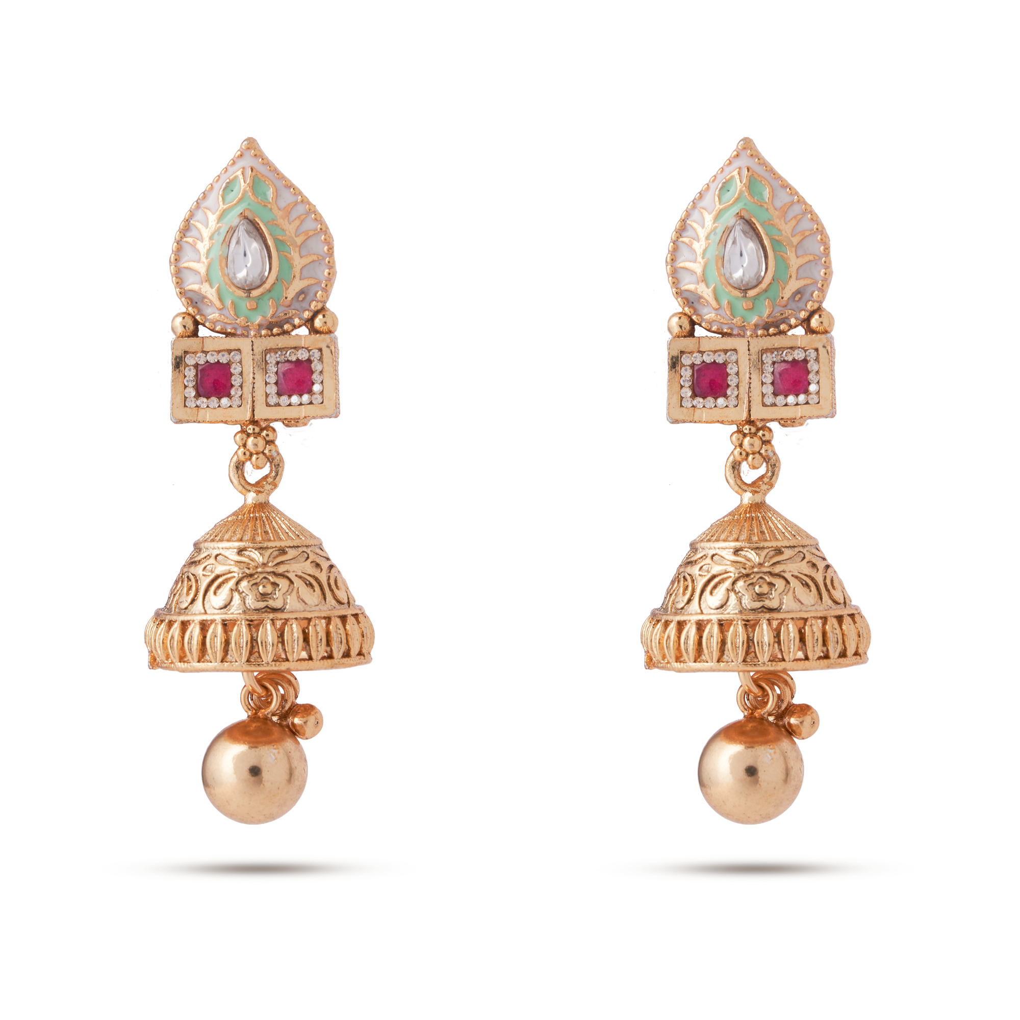 Rang Mahal Kundan Jhumka Earrings