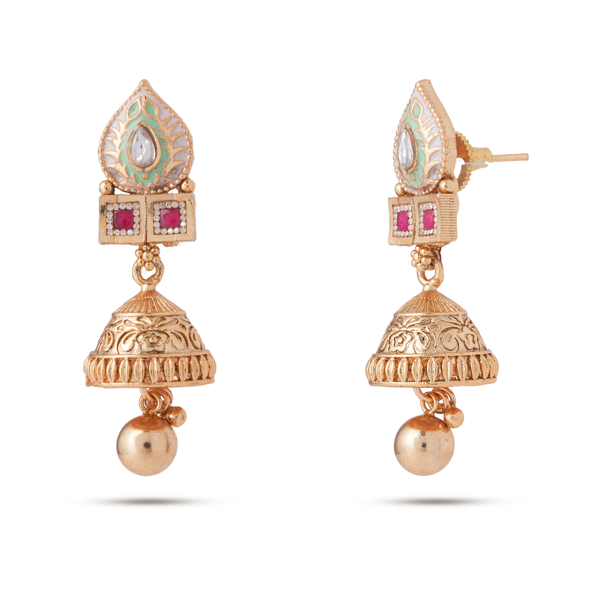 Rang Mahal Kundan Jhumka Earrings