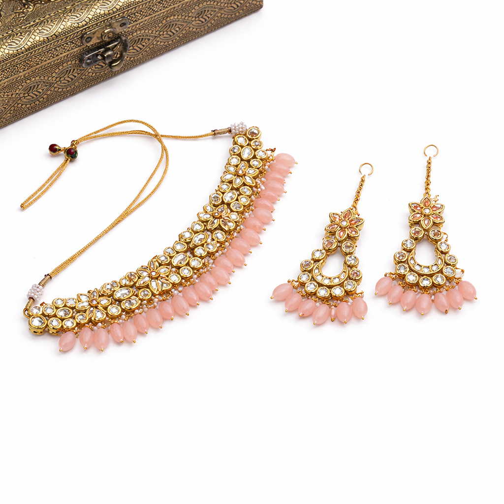Aarohi Peach Chain Danglers
