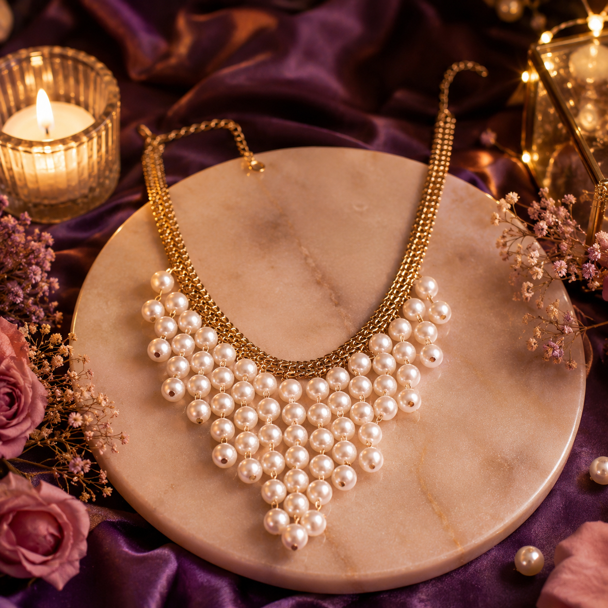 Chandrika Pearl Cascade Necklace