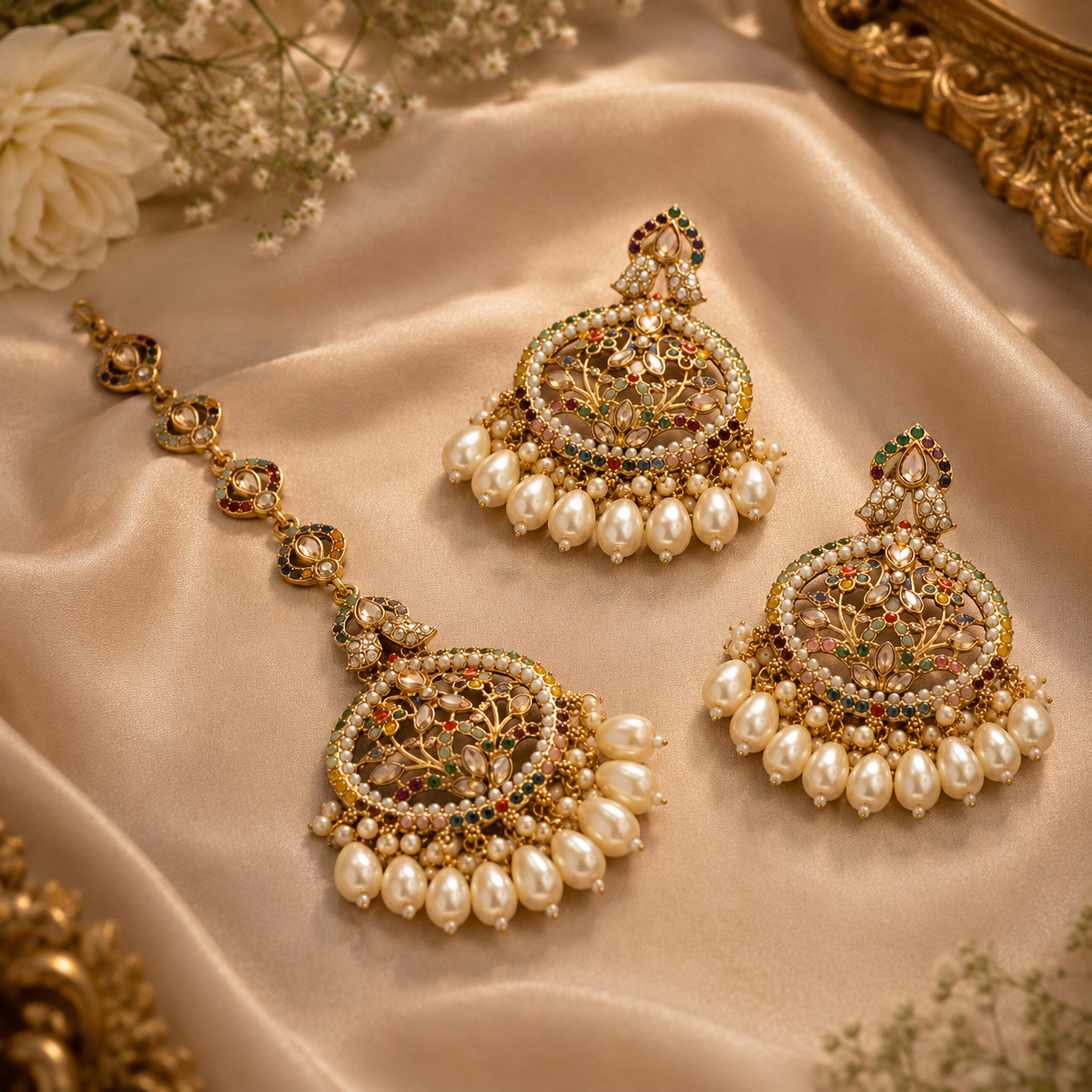 Noor Pearl  Maang Tikka set