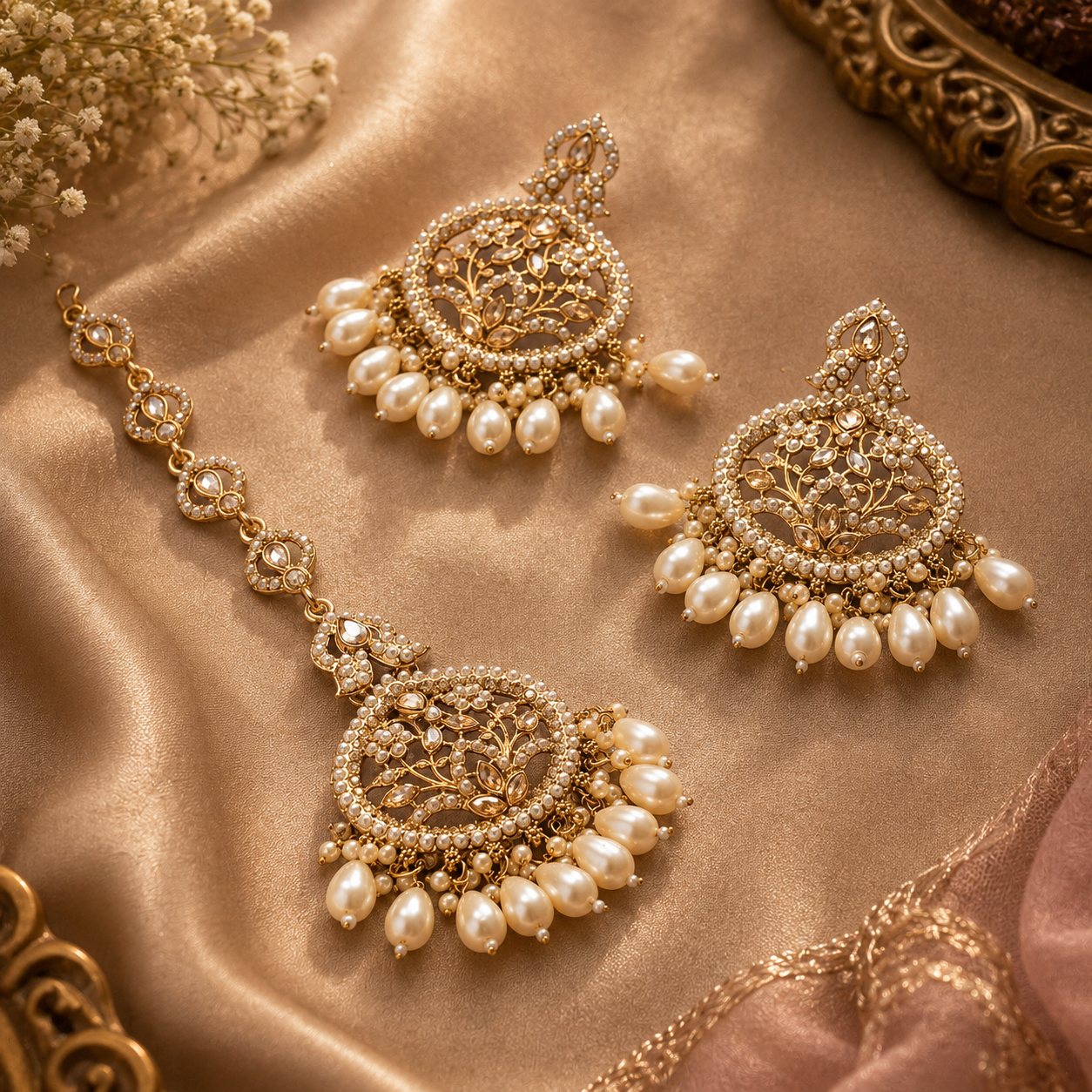 Noor Pearl  Maang Tikka set