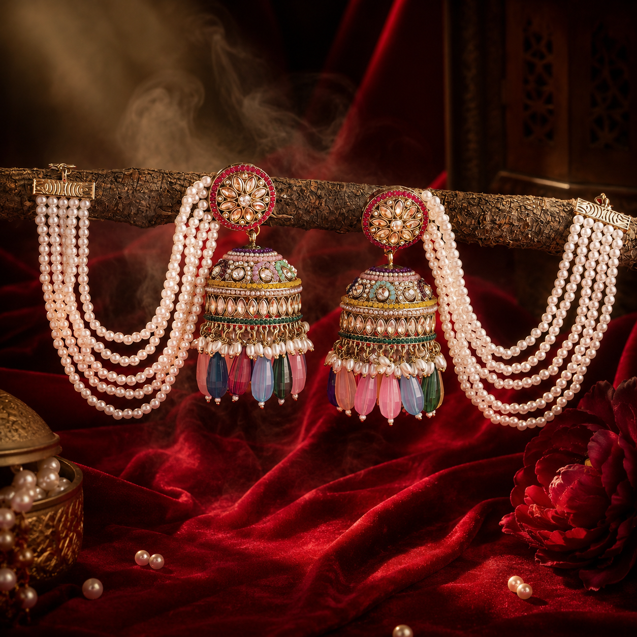 Noor Pearl Sahara Jhumkas