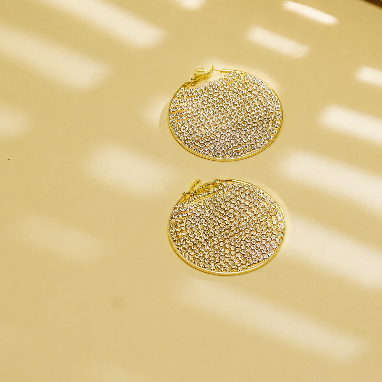 Celestia Pave Disc Studs Gold
