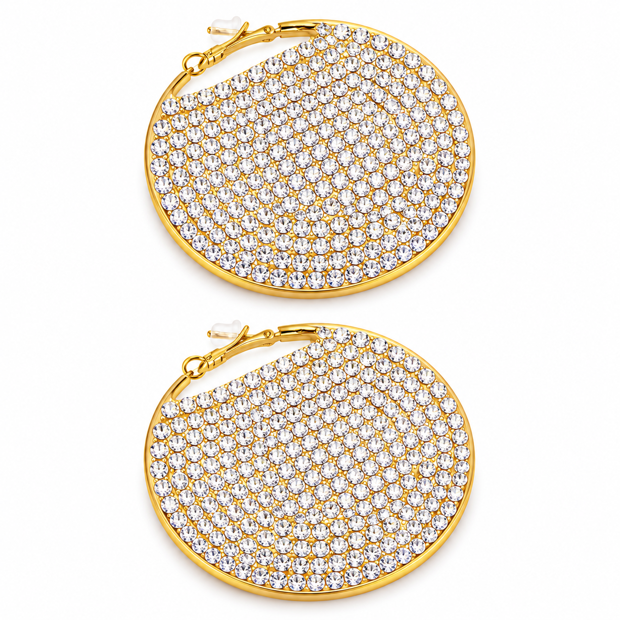 Celestia Pave Disc Studs Silver