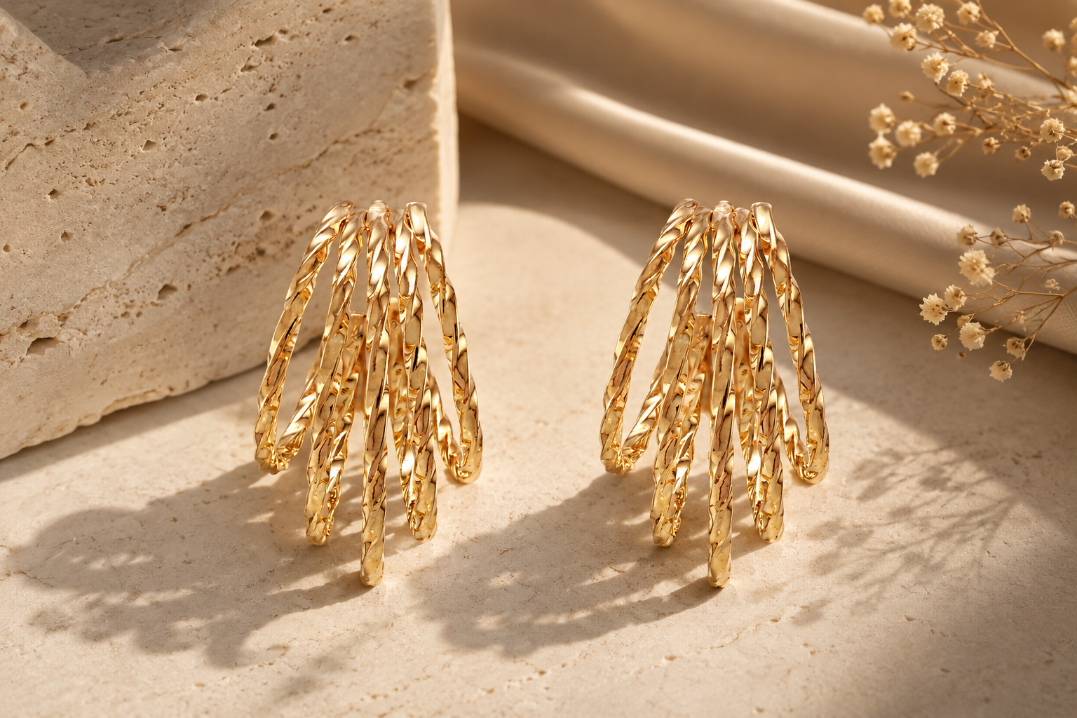 Golden Fringe Flow Earrings