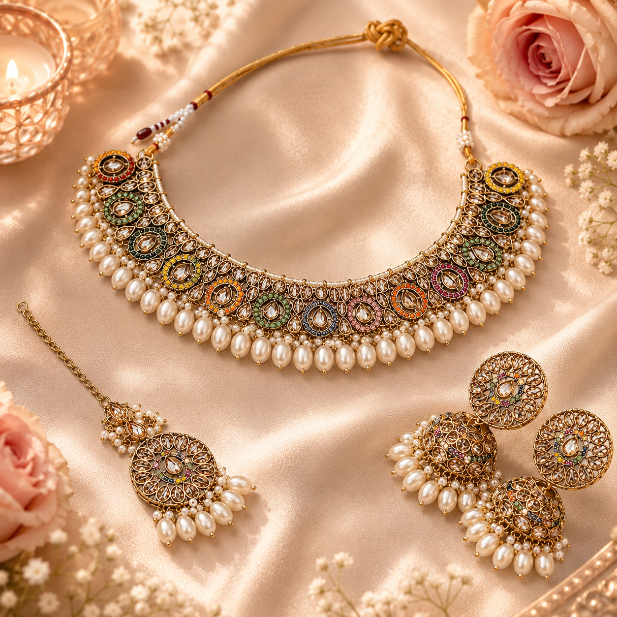 Pearl Mosaic Necklace Set