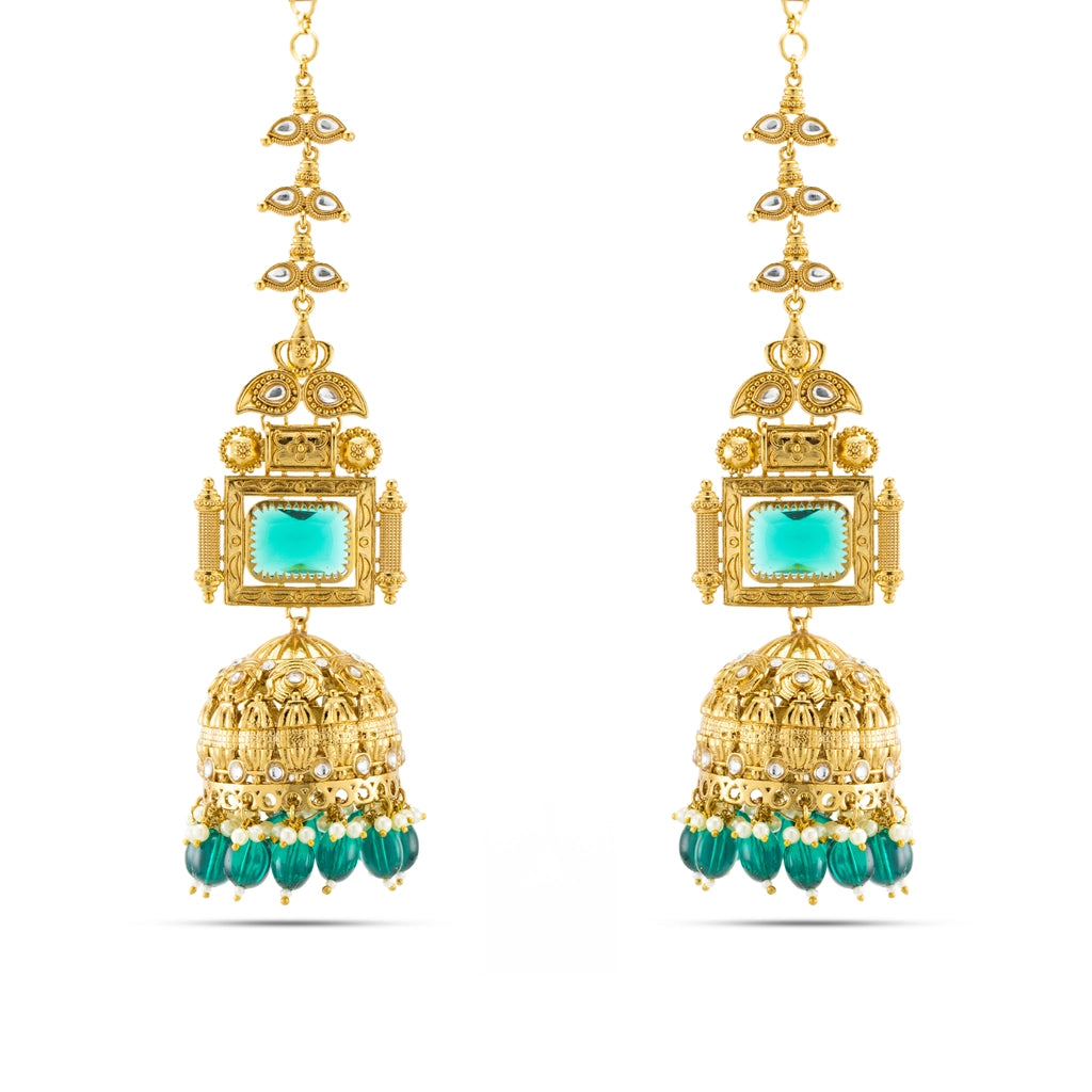Emerald Temple Jhumkas