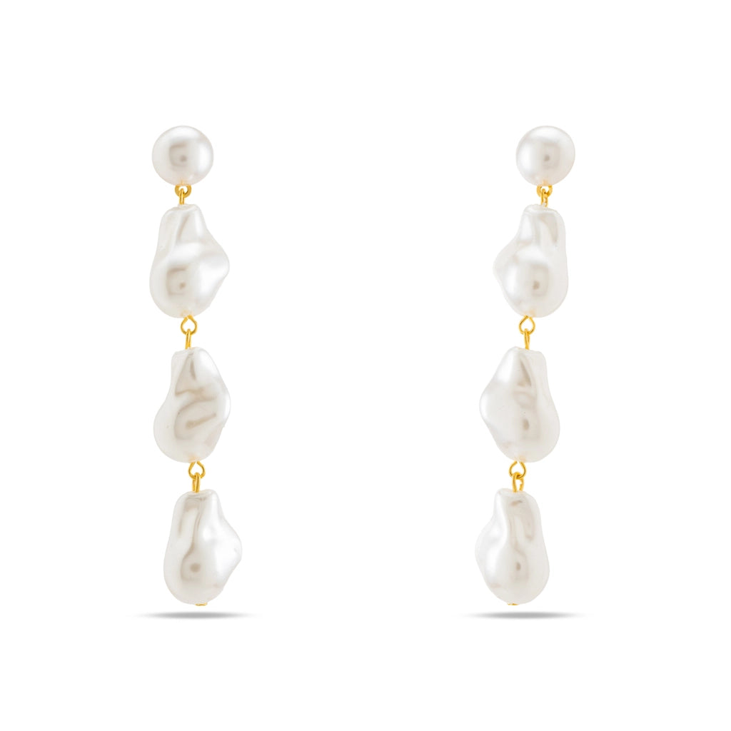 Regal Baroque Pearl Cascade Earrings