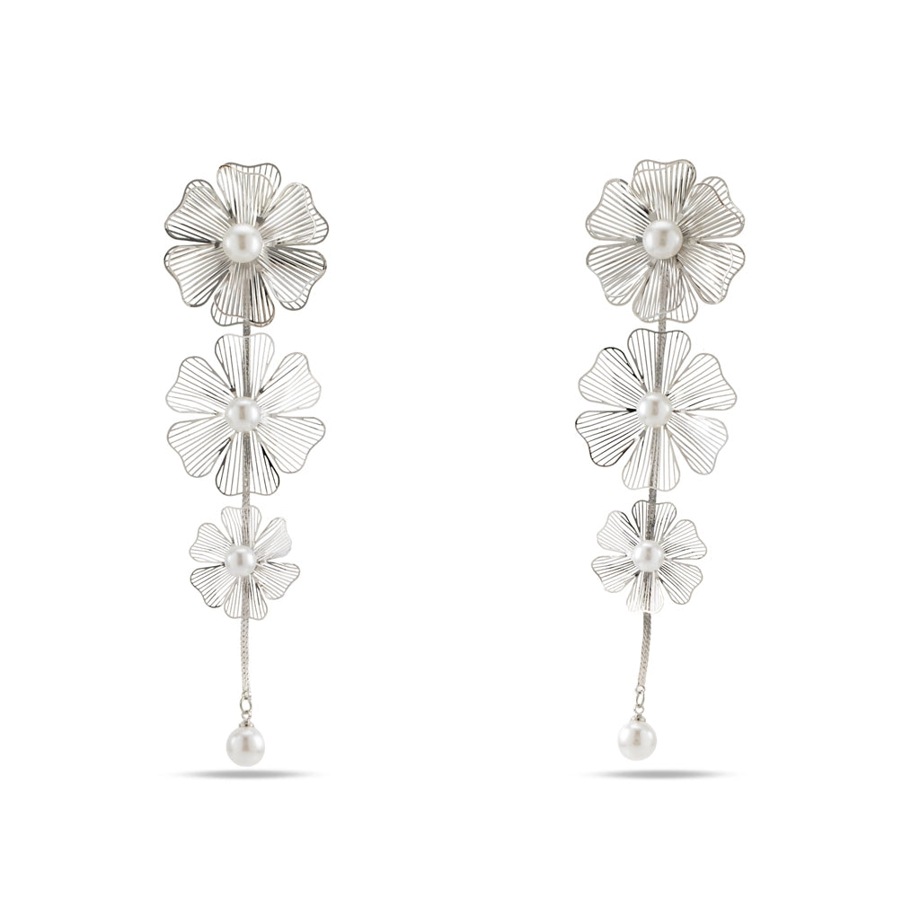 Celestia Bloom Pearl Drops Silver