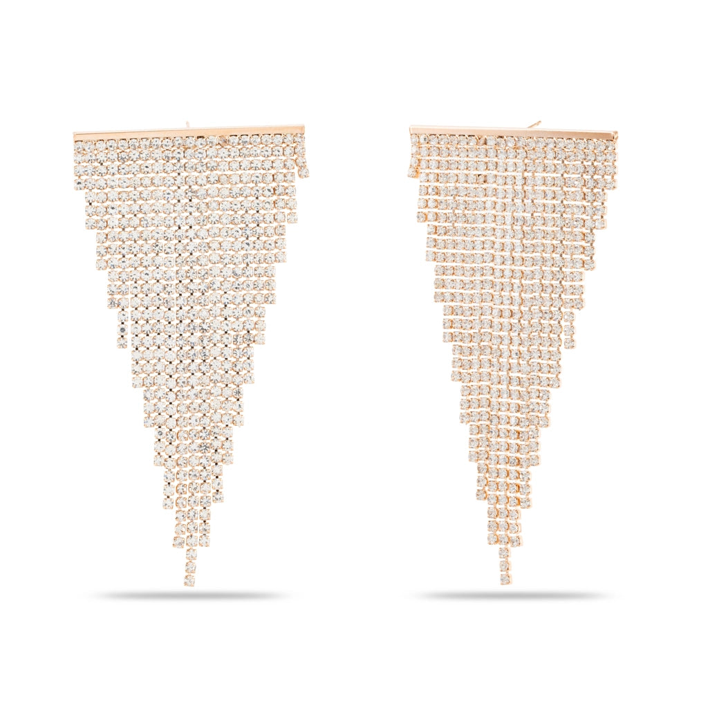 Rose Gold Crystal Cascade Danglers