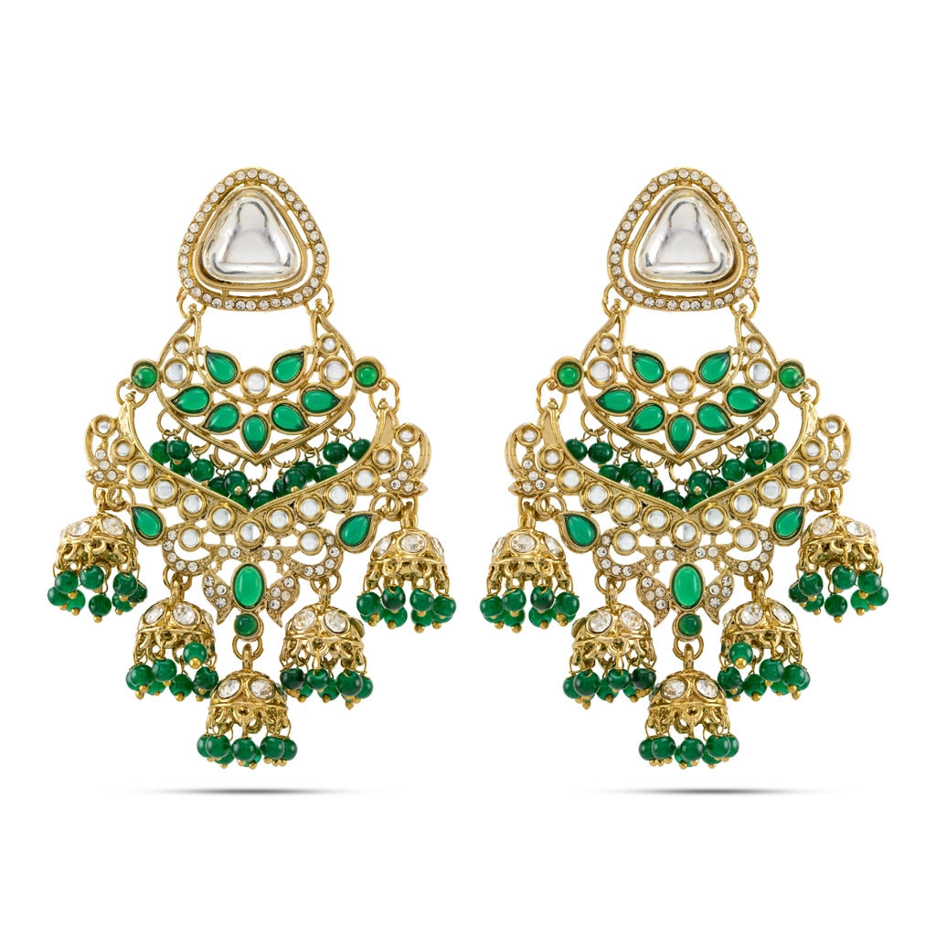 Rangella Emerald Meenakari Jhumka Earrings