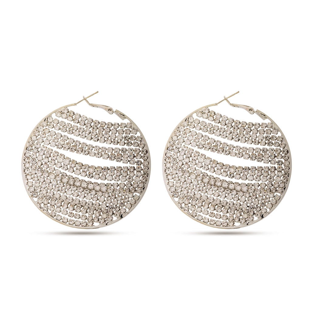 Celestia Pave Disc Studs Silver