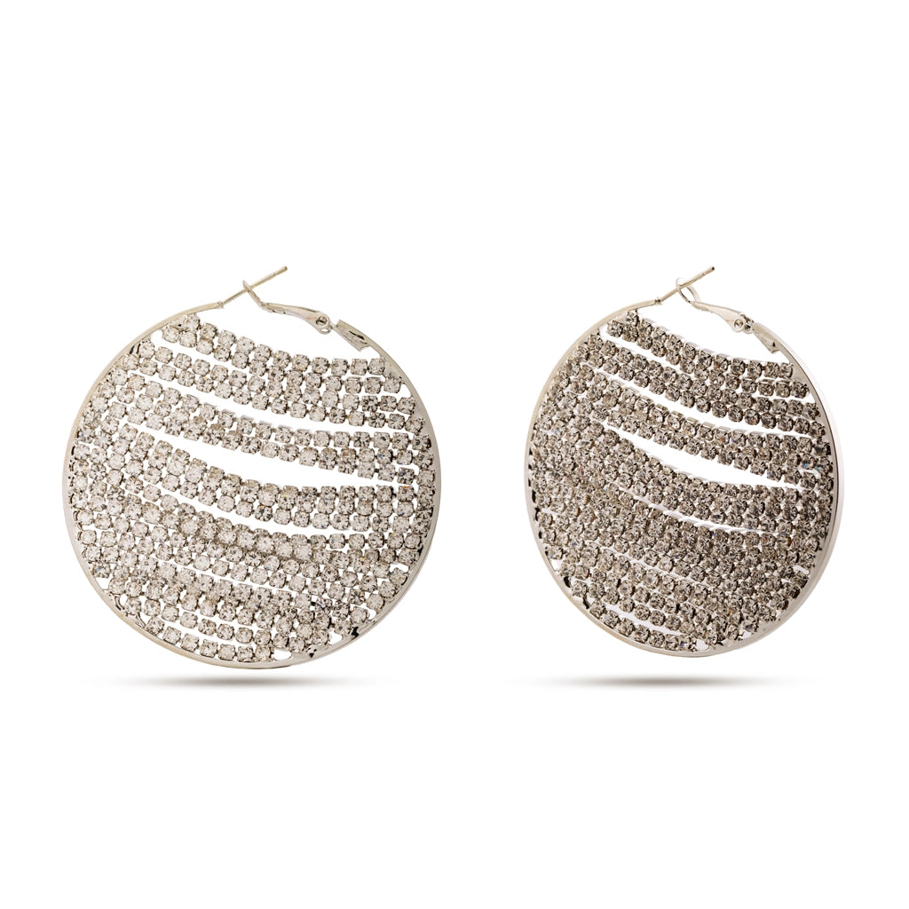 Celestia Pave Disc Studs Silver